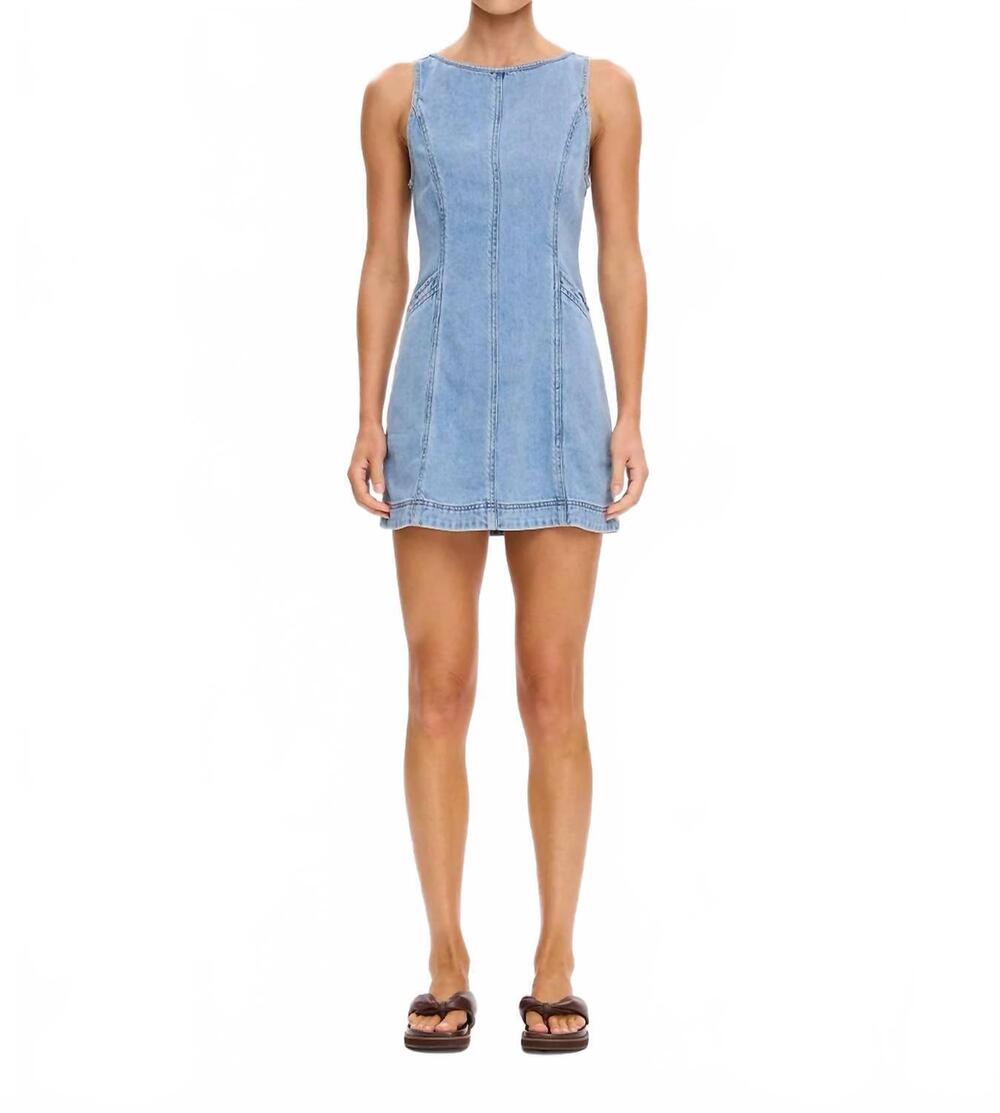 NEW KIVARI laguna denim mini dress in pale blue
